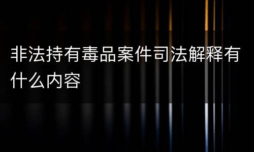 非法持有毒品案件司法解释有什么内容