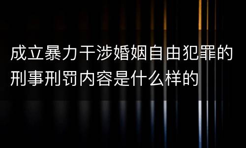 成立暴力干涉婚姻自由犯罪的刑事刑罚内容是什么样的