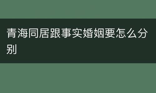 青海同居跟事实婚姻要怎么分别