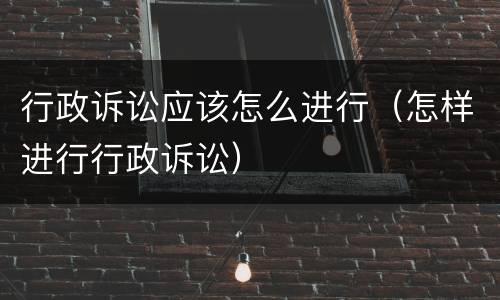 行政诉讼应该怎么进行（怎样进行行政诉讼）