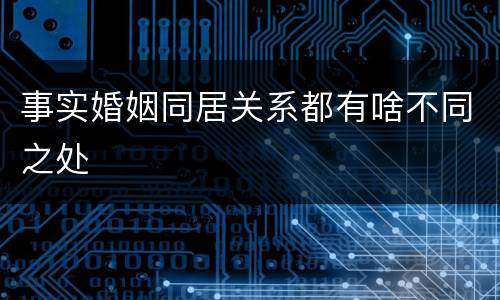 事实婚姻同居关系都有啥不同之处