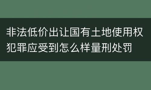 非法低价出让国有土地使用权犯罪应受到怎么样量刑处罚