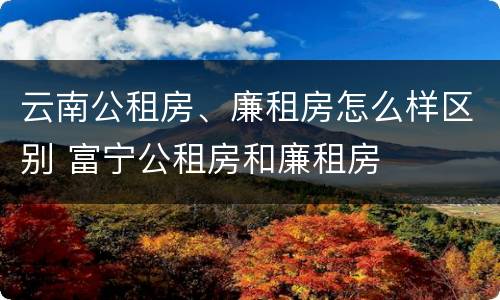 云南公租房、廉租房怎么样区别 富宁公租房和廉租房