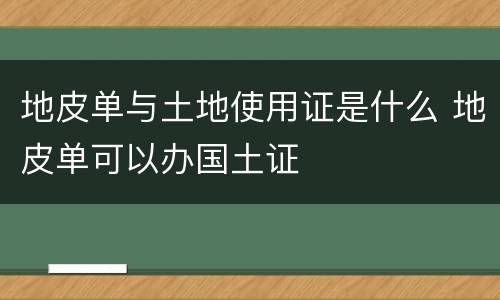 地皮单与土地使用证是什么 地皮单可以办国土证