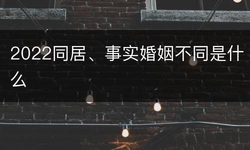 2022同居、事实婚姻不同是什么