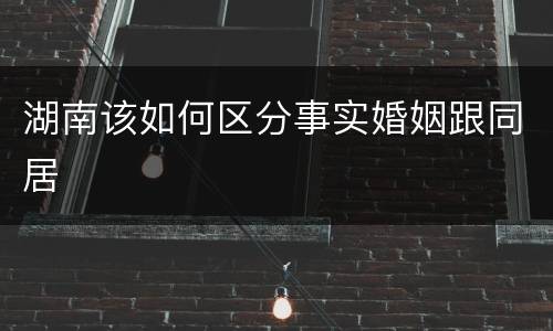 湖南该如何区分事实婚姻跟同居