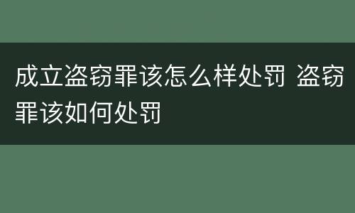 成立盗窃罪该怎么样处罚 盗窃罪该如何处罚