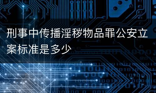 刑事中传播淫秽物品罪公安立案标准是多少