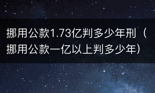 挪用公款1.73亿判多少年刑（挪用公款一亿以上判多少年）