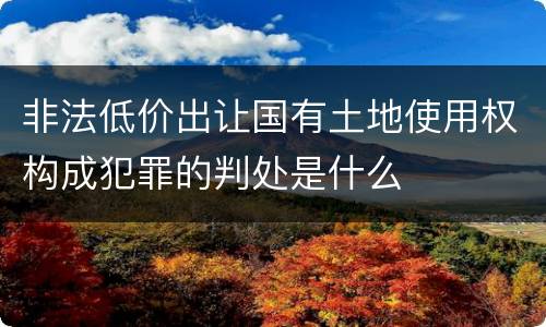 非法低价出让国有土地使用权构成犯罪的判处是什么