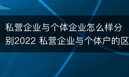 私营企业与个体企业怎么样分别2022 私营企业与个体户的区别
