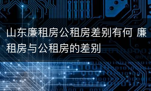 山东廉租房公租房差别有何 廉租房与公租房的差别