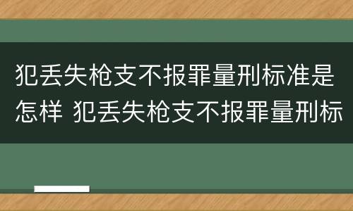 犯丢失枪支不报罪量刑标准是怎样 犯丢失枪支不报罪量刑标准是怎样的