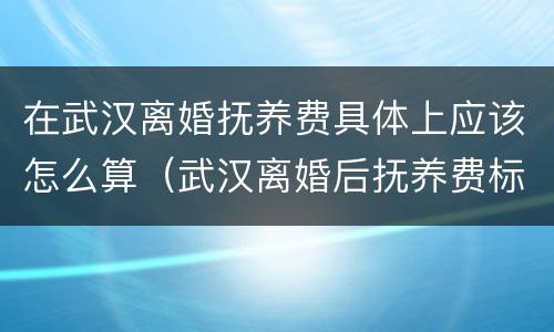 在武汉离婚抚养费具体上应该怎么算（武汉离婚后抚养费标准2020）