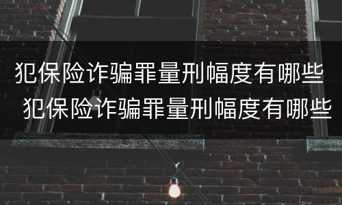 犯保险诈骗罪量刑幅度有哪些 犯保险诈骗罪量刑幅度有哪些标准