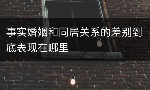 事实婚姻和同居关系的差别到底表现在哪里