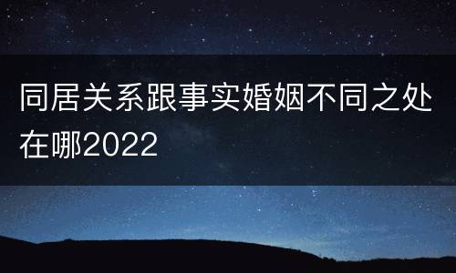 同居关系跟事实婚姻不同之处在哪2022