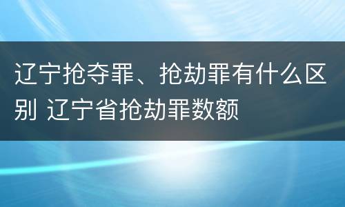 辽宁抢夺罪、抢劫罪有什么区别 辽宁省抢劫罪数额