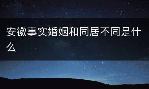 安徽事实婚姻和同居不同是什么