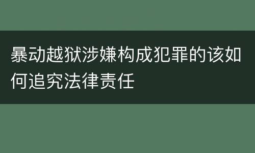 暴动越狱涉嫌构成犯罪的该如何追究法律责任