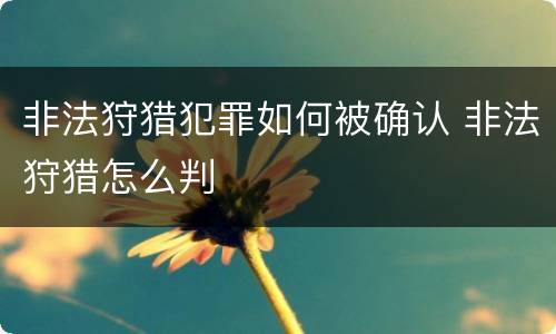 非法狩猎犯罪如何被确认 非法狩猎怎么判