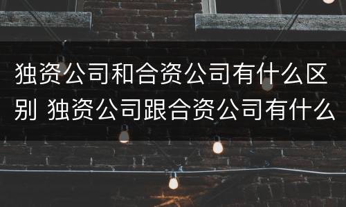 独资公司和合资公司有什么区别 独资公司跟合资公司有什么区别