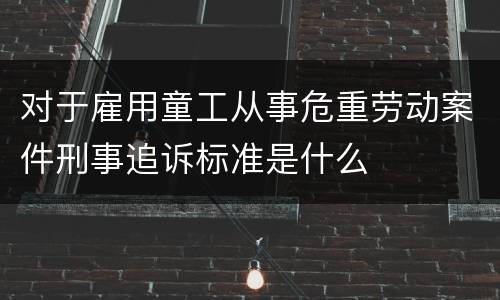对于雇用童工从事危重劳动案件刑事追诉标准是什么