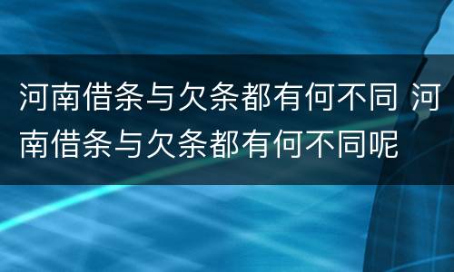 河南借条与欠条都有何不同 河南借条与欠条都有何不同呢
