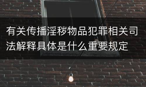 有关传播淫秽物品犯罪相关司法解释具体是什么重要规定