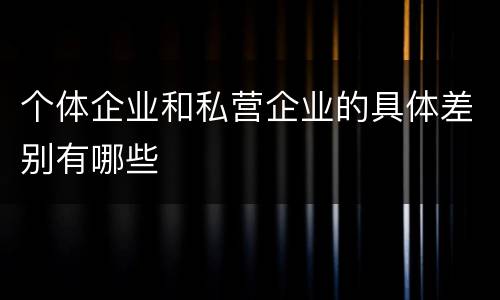 个体企业和私营企业的具体差别有哪些