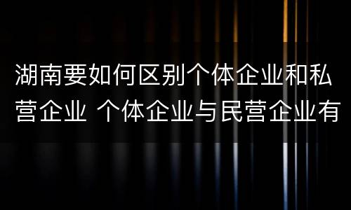 湖南要如何区别个体企业和私营企业 个体企业与民营企业有啥不同