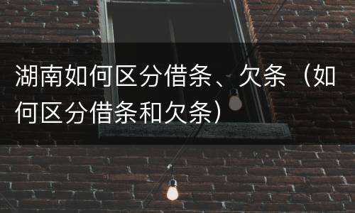 湖南如何区分借条、欠条（如何区分借条和欠条）
