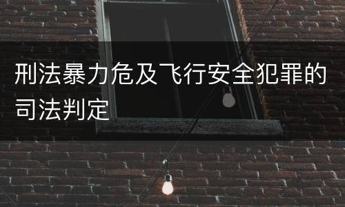 刑法暴力危及飞行安全犯罪的司法判定