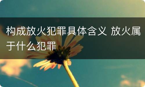 构成放火犯罪具体含义 放火属于什么犯罪