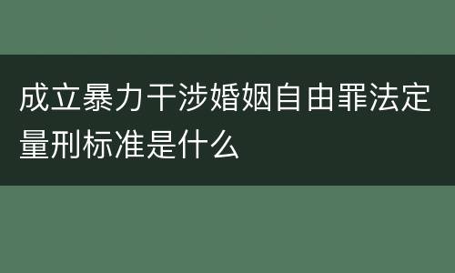 成立暴力干涉婚姻自由罪法定量刑标准是什么
