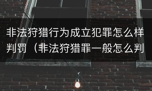 非法狩猎行为成立犯罪怎么样判罚（非法狩猎罪一般怎么判）