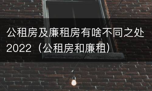 公租房及廉租房有啥不同之处2022（公租房和廉租）