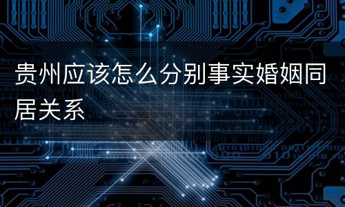 贵州应该怎么分别事实婚姻同居关系