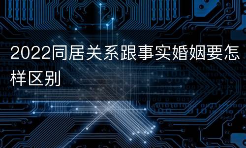 2022同居关系跟事实婚姻要怎样区别
