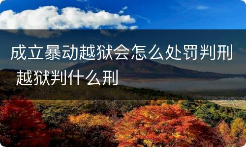 成立暴动越狱会怎么处罚判刑 越狱判什么刑