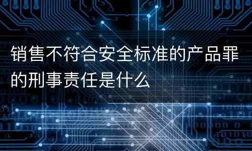销售不符合安全标准的产品罪的刑事责任是什么
