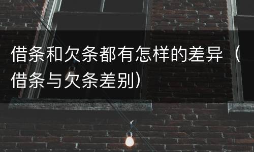 借条和欠条都有怎样的差异（借条与欠条差别）