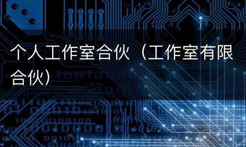 个人工作室合伙（工作室有限合伙）