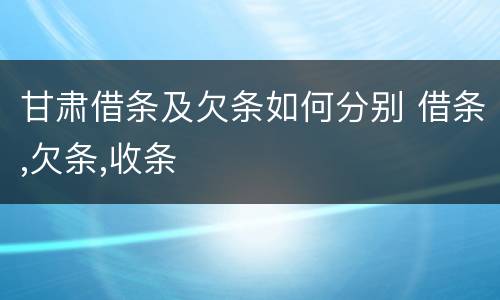 甘肃借条及欠条如何分别 借条,欠条,收条