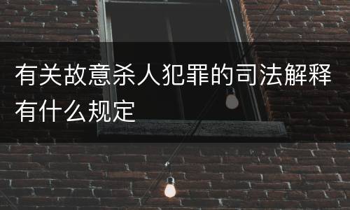 有关故意杀人犯罪的司法解释有什么规定