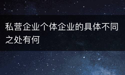 私营企业个体企业的具体不同之处有何