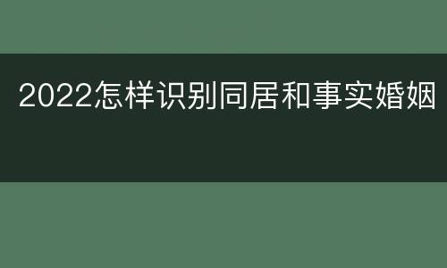 2022怎样识别同居和事实婚姻