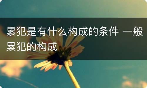 累犯是有什么构成的条件 一般累犯的构成