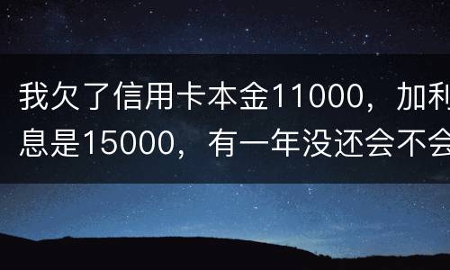 我欠了信用卡本金11000，加利息是15000，有一年没还会不会被案