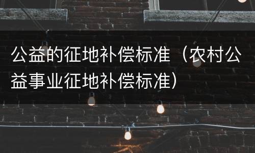 公益的征地补偿标准（农村公益事业征地补偿标准）